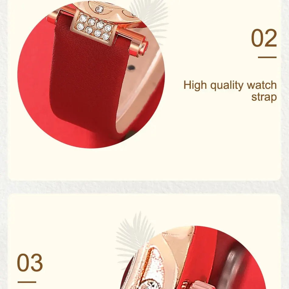 Fashion Women Watches Glasses Wallet Set Casual Leather Belt Quartz Wristwatches Ladies Tassel Pendant Wallet Montre Femme