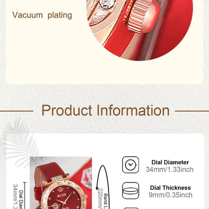 Fashion Women Watches Glasses Wallet Set Casual Leather Belt Quartz Wristwatches Ladies Tassel Pendant Wallet Montre Femme